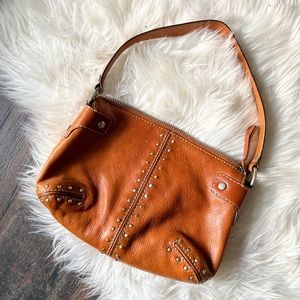 MICHAEL Michael Kors Genuine Leather Handbag, Cognac Tan with zipper